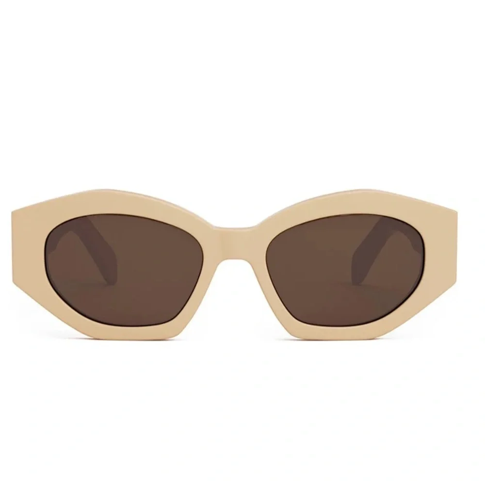 CELINE CL40238U 57E Acetate Triomphe 01 Sunglasses Beige Tan Sunglasses 510$ - Picture 3 of 6